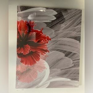 Red flower painting canvas wall art size 14.5x11.5 in